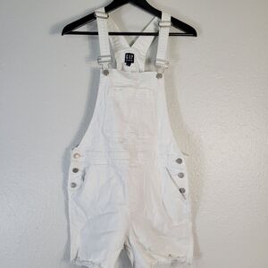 GAP White Denim Short Overalls